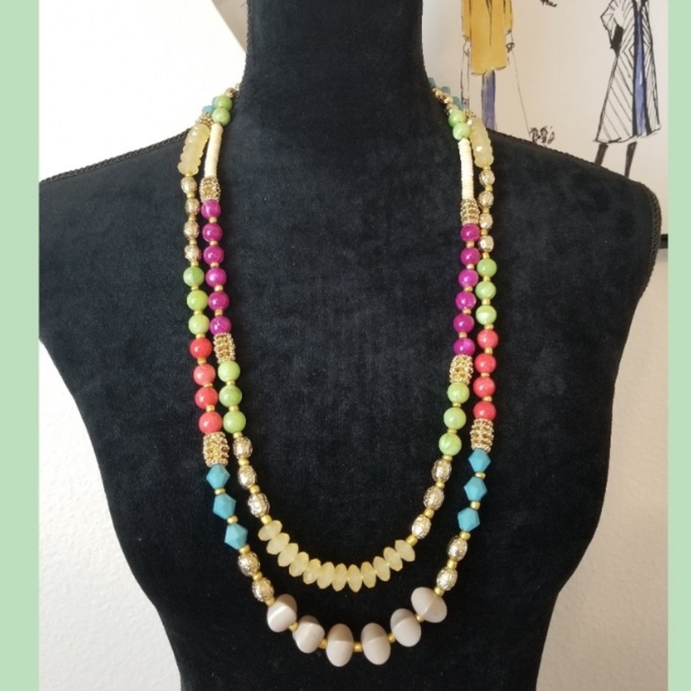 Beaded necklace multicolored/ gold Anthropologie